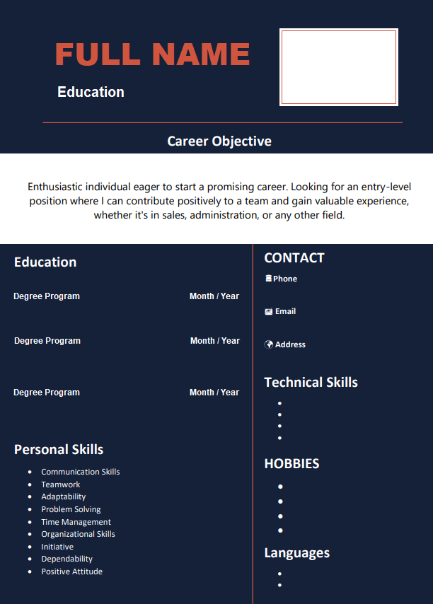 Free Fresher Resume Template