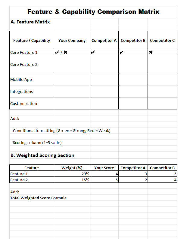 Competitive Analysis Template Excel