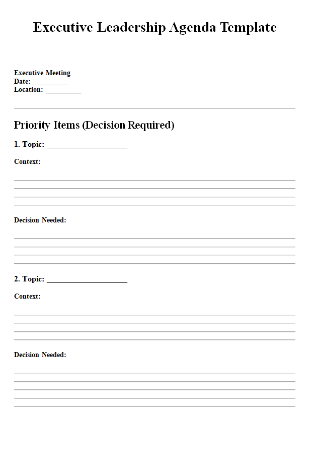 Executive Leadership Agenda Template