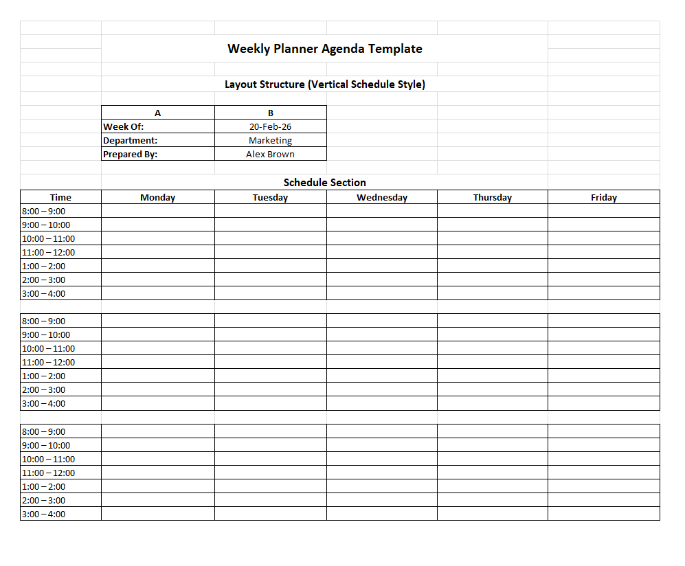 Weekly Planner Agenda Template
