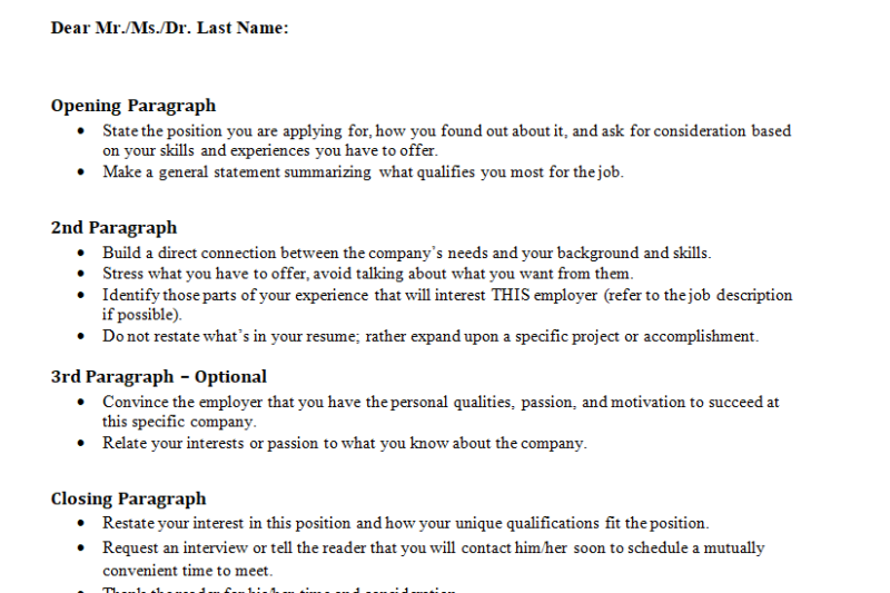 Free Application Letter Template