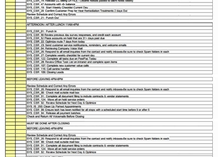 Check Off List Template