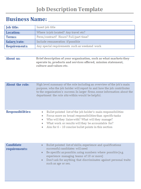 Free Job Description Template