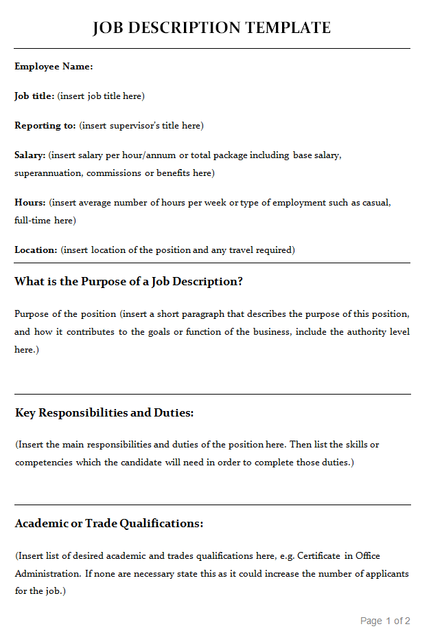 Job Description Template