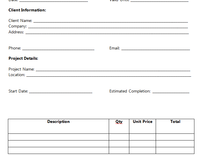 Job Estimate Template