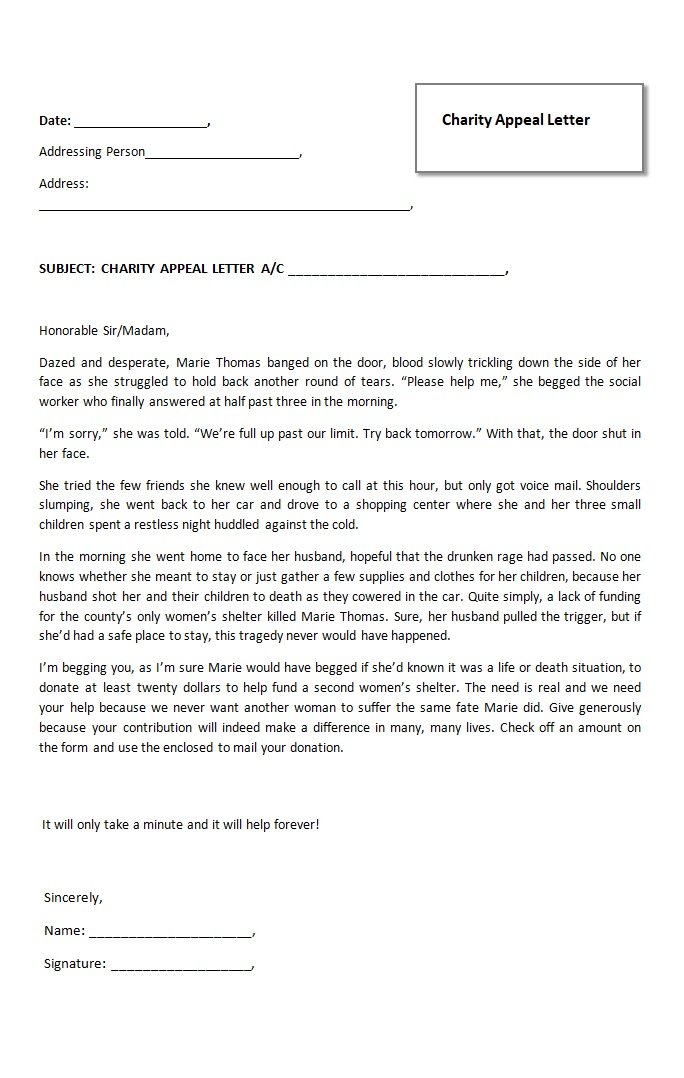 Charity Appeal Letter Template